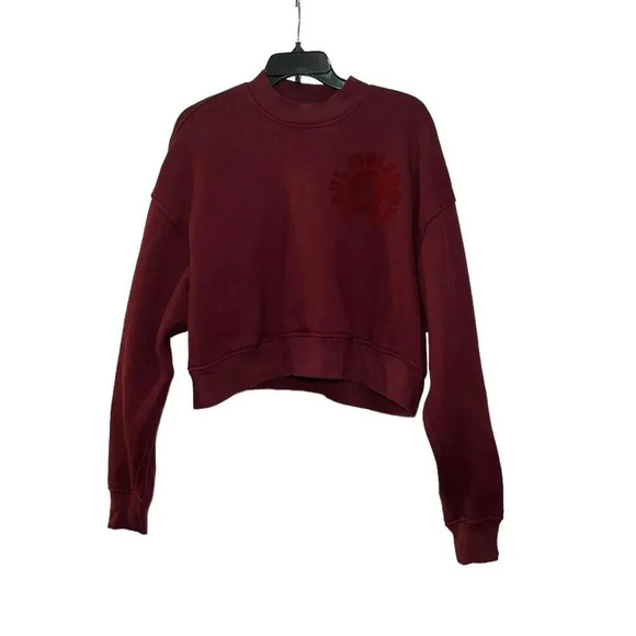 Alexander Wang Burgundy Oversized Cropped Vinyl Meltdown Sweatshirt - Picture 4 of 9